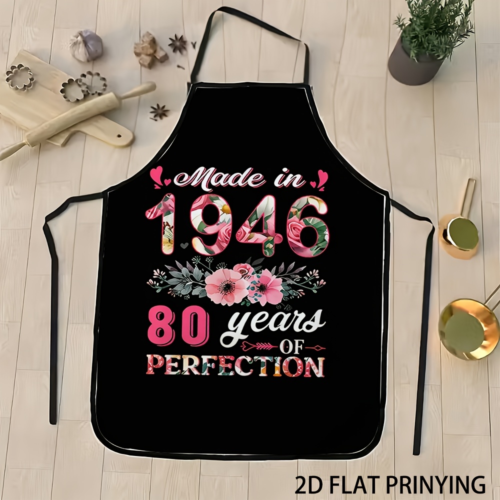 Home Cooking Meals - Fartuch, wzór kwiatowy na 80. urodziny,