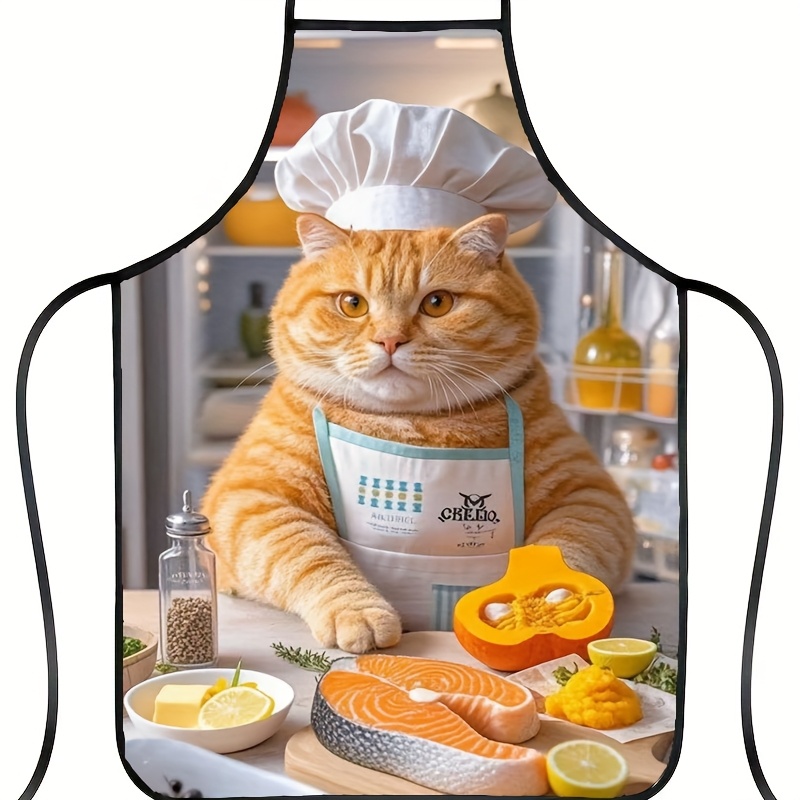 Home Cooking For Cats - 1 szt. zabawnego pomarańczowego fartucha kuchennego